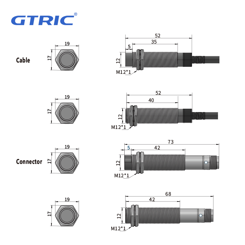 장거리 M12 FR12 시리즈 근접 스위치 12V DC 2 와이어 비 플러시 NPN PNP NO NC 금속 유도 근접 센서 [GTRIC-44]