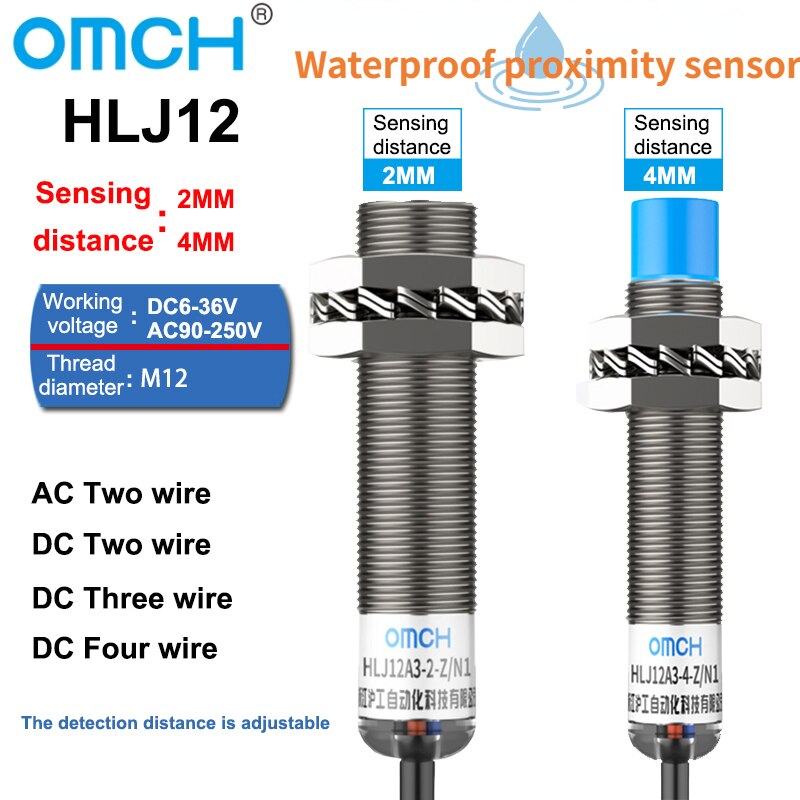 HLJ12A3-2 HLJ12A3-4 유도 내유성 방수 근접 스위치 감지 거리 DC6-36V AC 90-250V M12 2mm 4mm [OMCH-24]