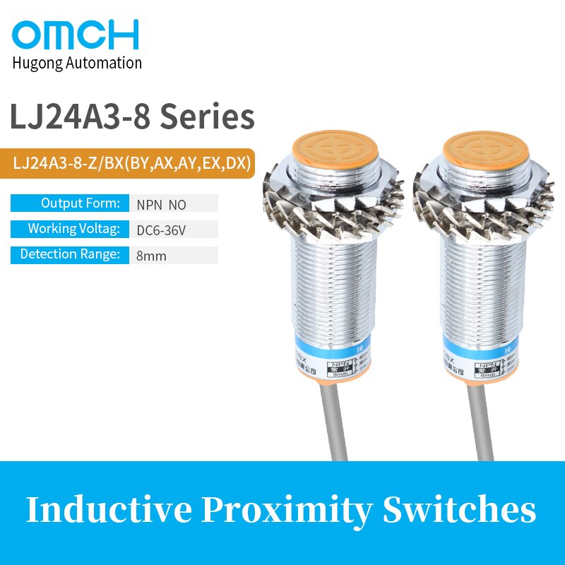 LJ24A3-8 M24 실린더 유도 형 근접 스위치 NPN PNP NO NC 근접 센서 스위치 유도 형 센서 AC90-250V 8mm DC6-36V [OMCH-26]