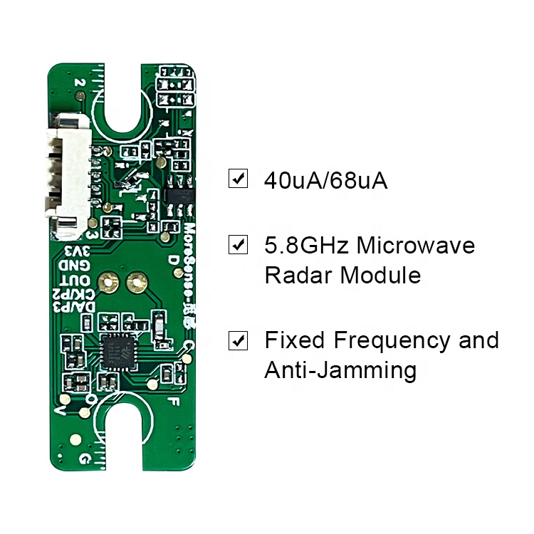 MS58-4015J68U4 스마트 잠금 모션 센서 지원 OEM ODM 40uA 근접 센서 저전력 5.8Ghz 마이크로파 레이더 모듈 [MoreSense-14]