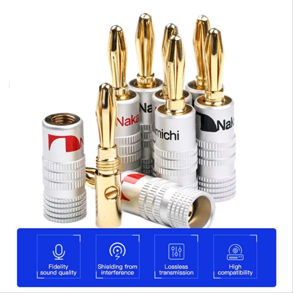 금도금 4mm 바나나 플러그 24K 골드 커넥터 케이블 어댑터 단자 키트 오디오 비디오 스피커용 [OA48-74]