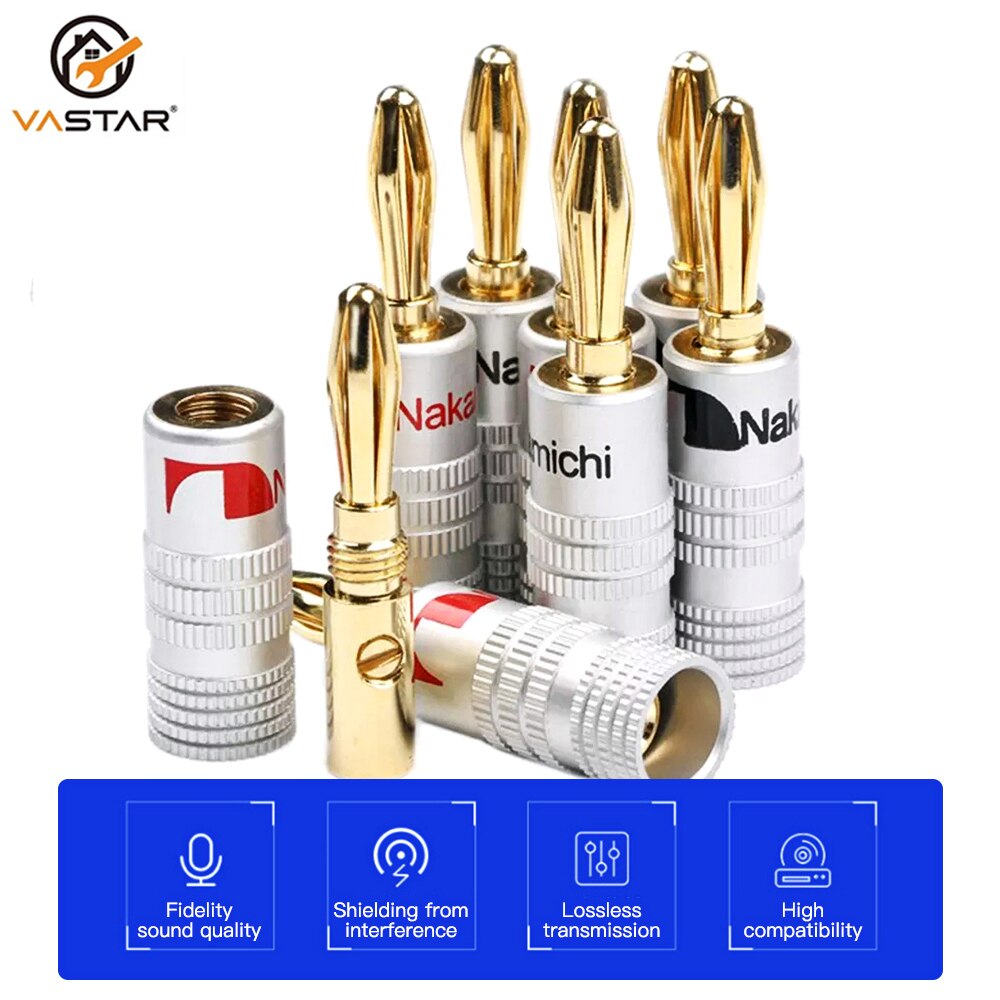 금도금 4mm 바나나 플러그 24K 골드 커넥터 케이블 어댑터 단자 키트 오디오 비디오 스피커용 [OA48-74]