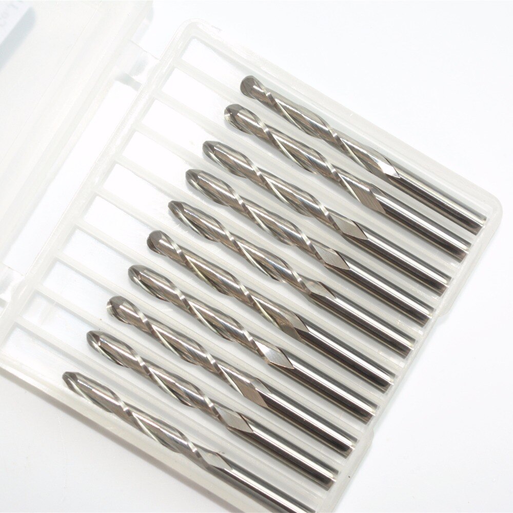Cnc 솔리드 카바이드 텅스텐 엔드밀 목공 밀링 커터 2 플루트 볼 노즈 엔드밀 릴리프 조각 4mm x 25mm -10 개 [OA57-285]