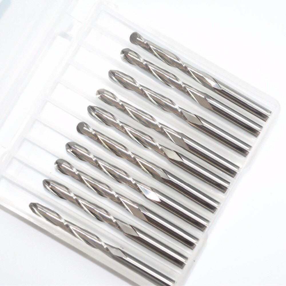 Cnc 솔리드 카바이드 텅스텐 엔드밀 목공 밀링 커터 2 플루트 볼 노즈 엔드밀 릴리프 조각 4mm x 25mm -10 개 [OA57-285]