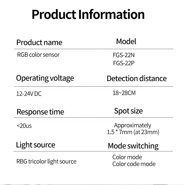 FGS-22N FGS-22P 색상인식 광전 센서 색상 보정 광전 스위치 RGB 컬러 마크 센서 [FUWEI-09]