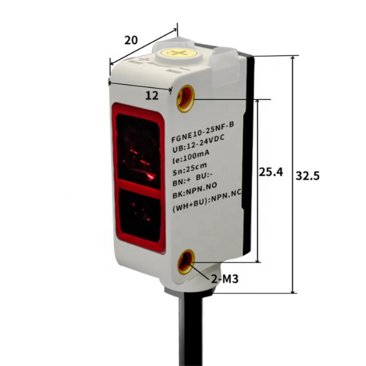 배경 억제 광전 개폐 센서 FGN10-25NF-B FGN10-25PF-B 사각 센서 적외선 가시 광선 [FUWEI-12]