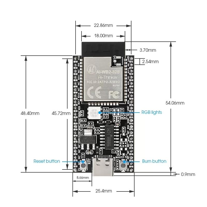 Ai-WB2-32S-Kit - BL602(ESP32-S 호환) 와이파이(2.4G)/BLE(5.0) 개발 보드 [DPI16832K]