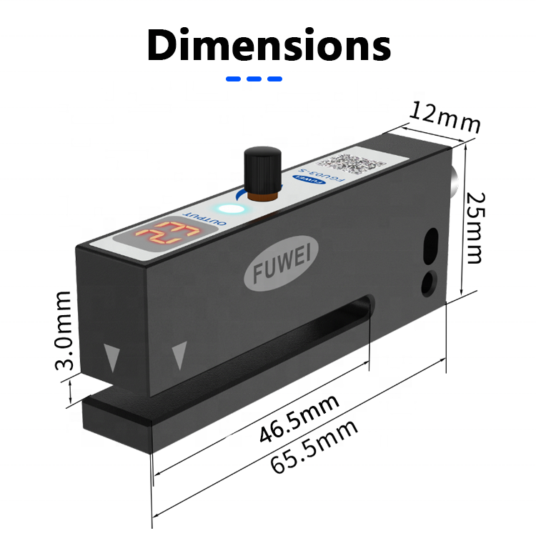 FGU03-S 3mm 슬롯 타입 광전 라벨 센서 알루미늄 합금 투명 라벨 센서 [FUWEI-35]