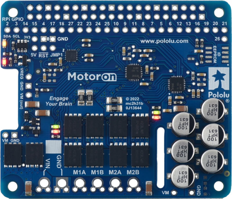 Motoron M2H24v16 - 라즈베리파이용 2채널 6.5-40V 16A 모터 컨트롤러 확장 보드 (보드만 제공) [PLLU-5059]