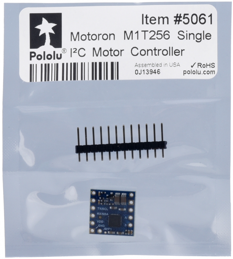 Motoron M1T256 - DRV8256P 4.5-48V 2.2A I2C 모터 컨트롤러 모듈 (핀 헤더 미납땜) [PLLU-5061]