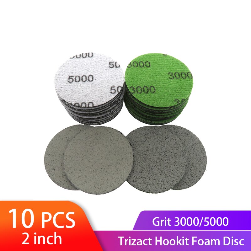 2 인치 50mm Trizact Hookit 폼 디스크 습식 및 건식 스폰지 샌드페이퍼 디스크 3000/5000 그릿 폴리싱 버퍼 샌딩 페이퍼 연마 도구 [OA54-18]