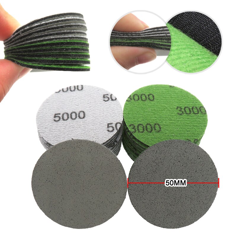 2 인치 50mm Trizact Hookit 폼 디스크 습식 및 건식 스폰지 샌드페이퍼 디스크 3000/5000 그릿 폴리싱 버퍼 샌딩 페이퍼 연마 도구 [OA54-18]
