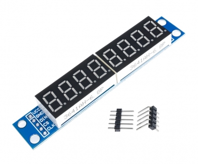 7-세그멘트 FND, 8-디지트 적색(Red) 디스플레이 (Max7219 내장 Serial Interface : DIN-CS-CLK)