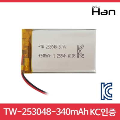 리튬폴리머배터리 TW253048-340mAh/KC인증/3.7V