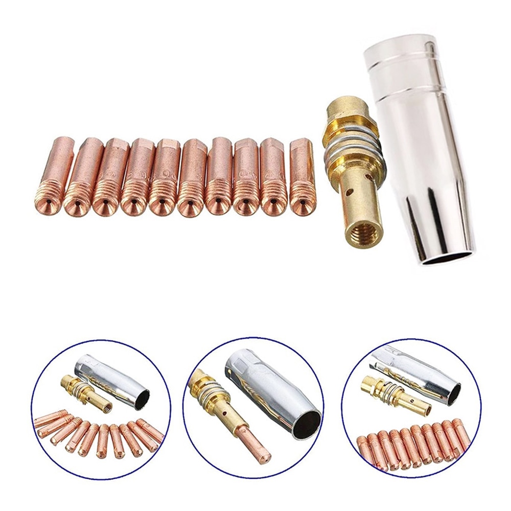 용접 토치 소모품 0.8mm 접촉 팁 가스 세라믹 노즐 15AK MIG MAG 용접 토치 12개 MB-15AK [OA48-174]