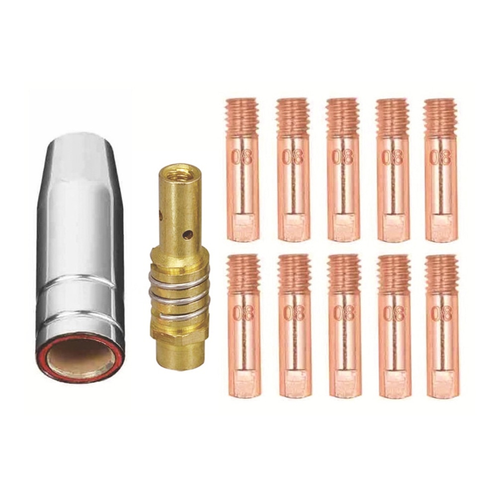용접 토치 소모품 0.8mm 접촉 팁 가스 세라믹 노즐 15AK MIG MAG 용접 토치 12개 MB-15AK [OA48-174]