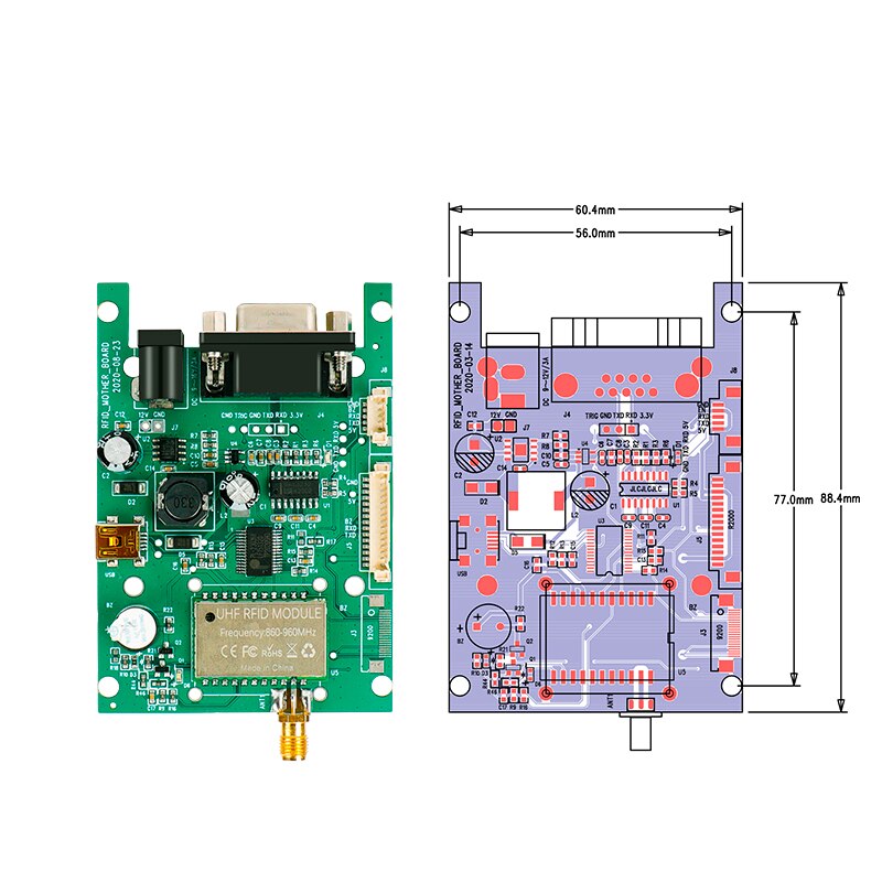 915MHz RFID UHF 연구 키트 안드로이드 시스템 통합 모듈 5.5dbi 안테나 선택 가능 [FONKAN-12]
