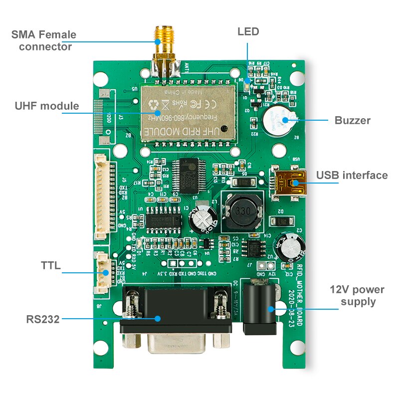 EPC 인코딩 개발 보드 통합 TTL USB UART UHF RFID 리더 모듈 860-960MHz 3dbi 4dbi 5dbi 5.5dbi [FONKAN-14]
