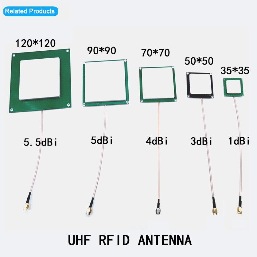 915MHz 4dBi 소형 UHF RFID 세라믹 안테나 60x60mm PCB 크기 70x70mm 10-15cm 케이블 SMA MMCX IPEX TNC [FONKAN-16]