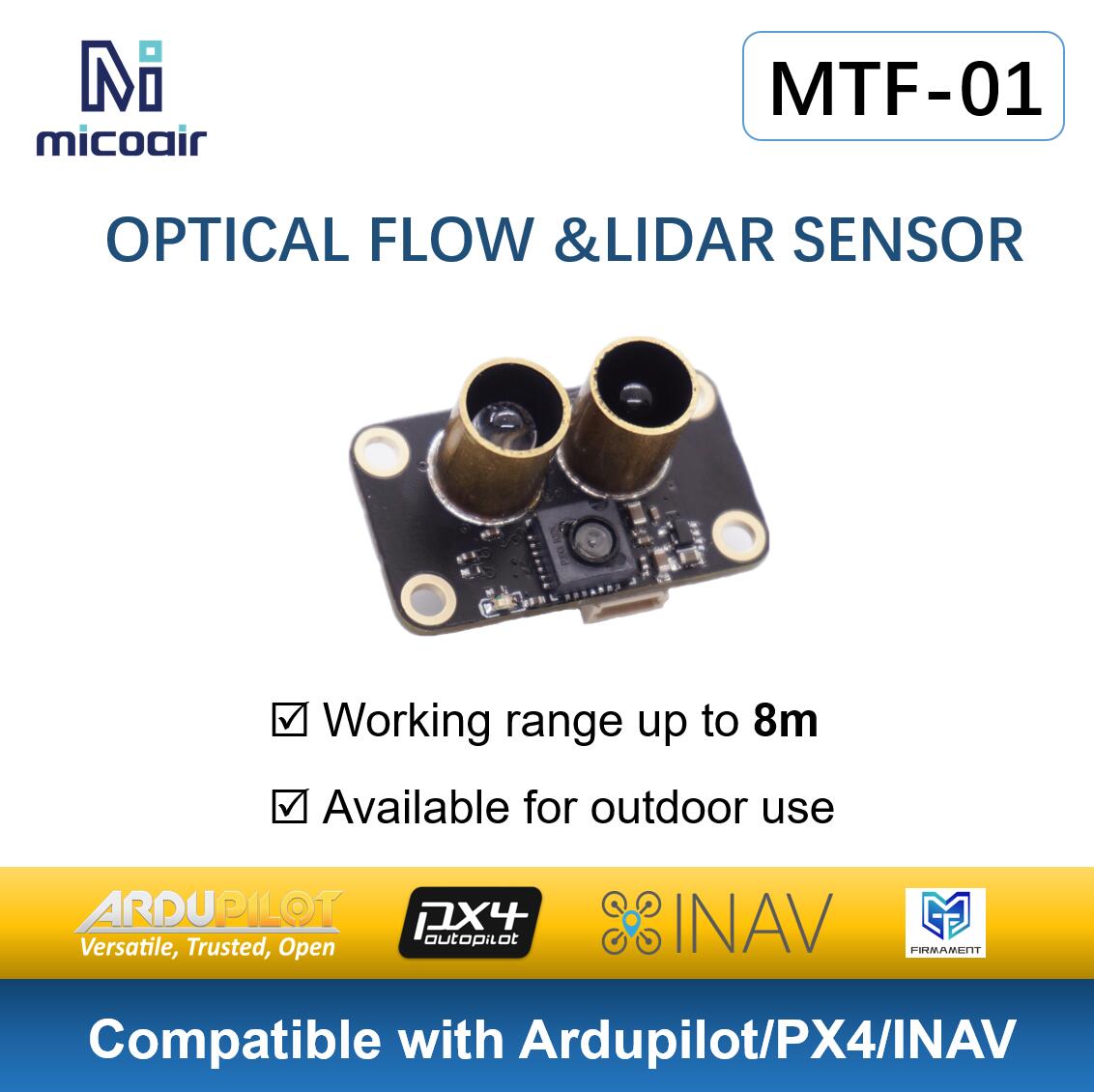 8m 레이저 거리 측정 모듈 MT-01 항강광 TOF 거리 측정 모듈 드론 높이 낙하 방지 센서 [MicoAir-04]