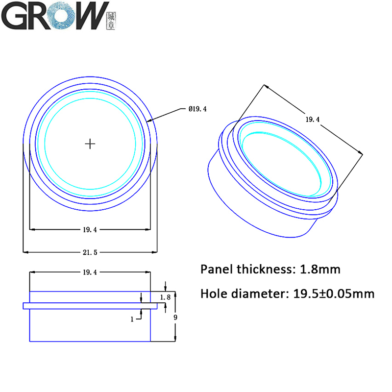 성장 K215+ R502F 방수 작은 지문 모듈 DC10-30V K215 지문 제어 보드 오토바이 [GROW-48]