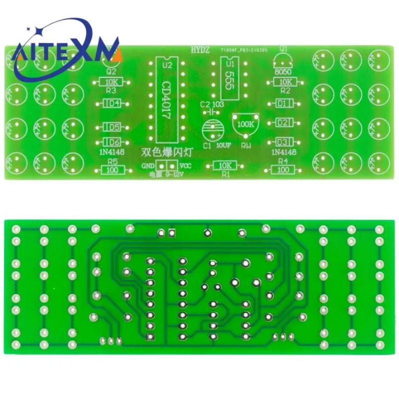 LED 전자 조명 키트 NE555 CD4017 IC 레드 블루 듀얼 컬러 DIY 키트 스트로브 전자 슈트 깜박이는 조명 부품 [DIY-09]