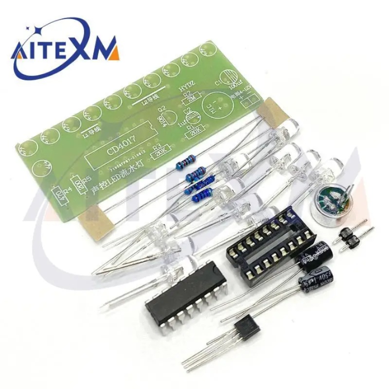 음성 활성화 LED 워터 라이트 키트 CD4017 랜턴 제어 재미있는 전자 생산 교육 교육 DIY 전자 키트 모듈 [DIY-13]