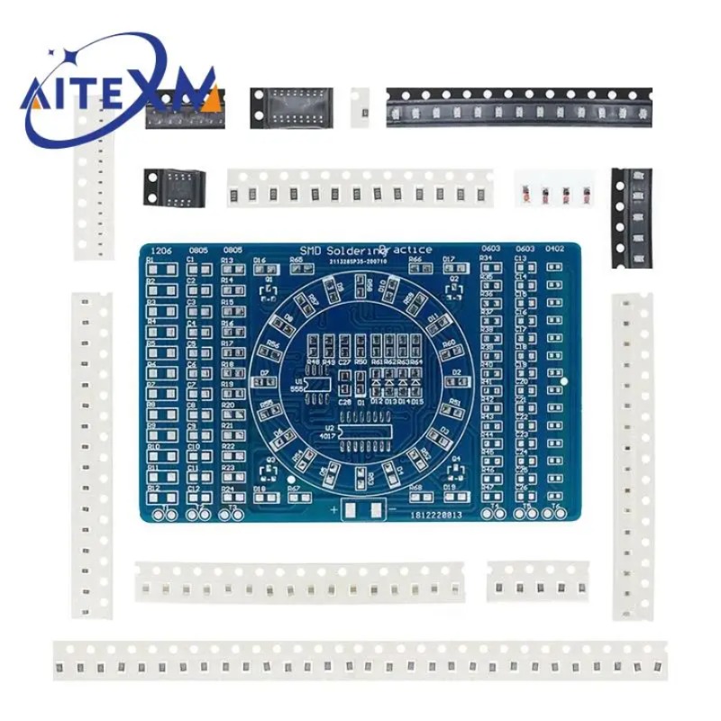 회전 LED SMD NE555 납땜 연습 보드 DIY 키트 패니 스킬 트레이닝 전자 슈트 CD4017 [DIY-15]