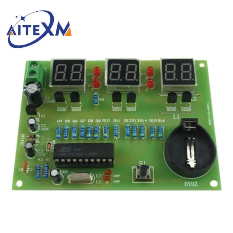 DIY 키트 전자 시계 디지털 튜브 LED 디스플레이 스위트 전자 모듈 부품 및 부품 DC 9V-12V AT89C2051 [DIY-18]