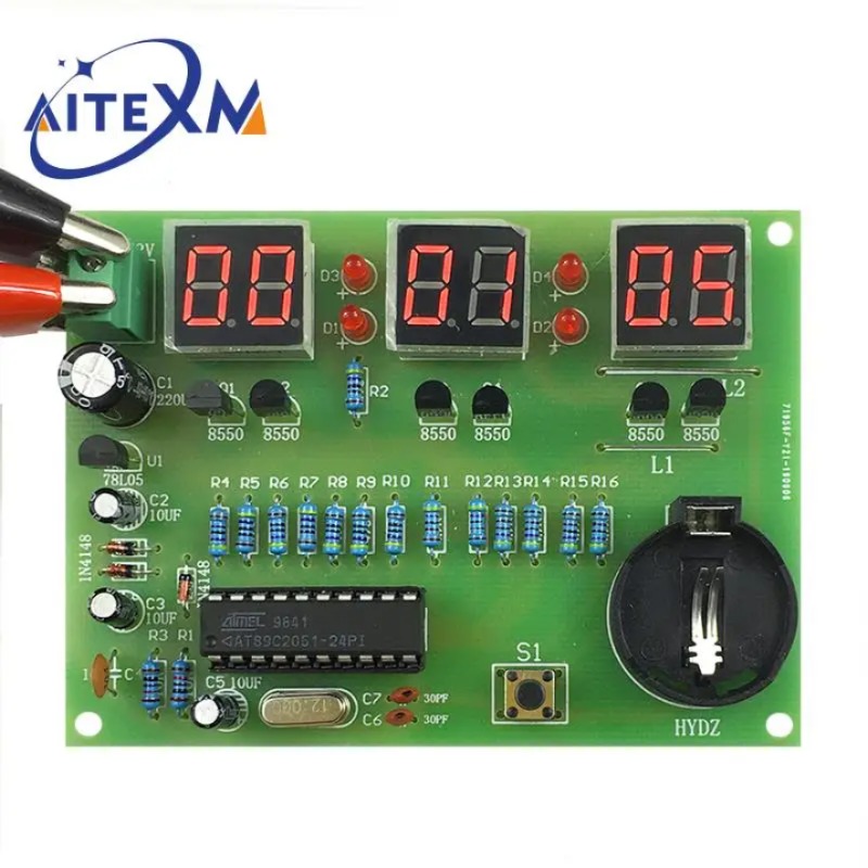 DIY 키트 전자 시계 디지털 튜브 LED 디스플레이 스위트 전자 모듈 부품 및 부품 DC 9V-12V AT89C2051 [DIY-18]
