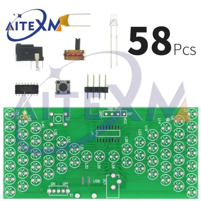 전자 모래 시계 DIY 키트 재미있는 전기 생산 키트 LED 램프 이중 레이어 PCB 보드 84x40mm 5V [DIY-20]
