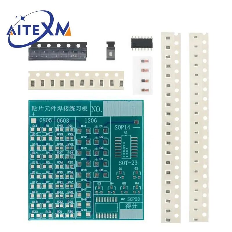 DIY 회로 기판 PCB SMT SMD 납땜 연습 보드 DIY 키트 패니 스킬 트레이닝 전자 슈트 77 개 구성 요소 [DIY-23]