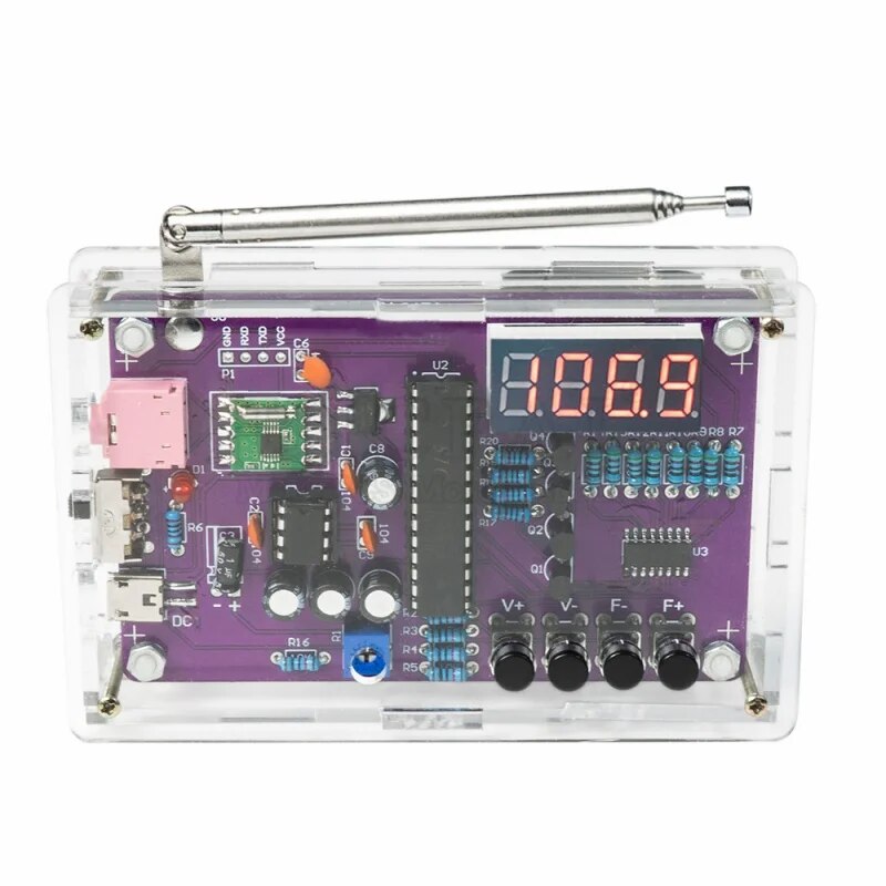 DIY FM 라디오 전자 키트 조정 가능한 주파수 PCB 납땜 프로젝트 연습 납땜 어셈블리 RDA5807S 87-108MHz 이중 전원 [DIY-28]