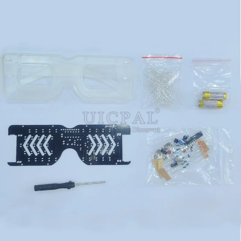 DIY LED 안경 전자 키트 DIY 납땜 프로젝트 연습 납땜 어셈블리 사운드 컨트롤 다이오드 플래시 라이트 안경 [DIY-30]