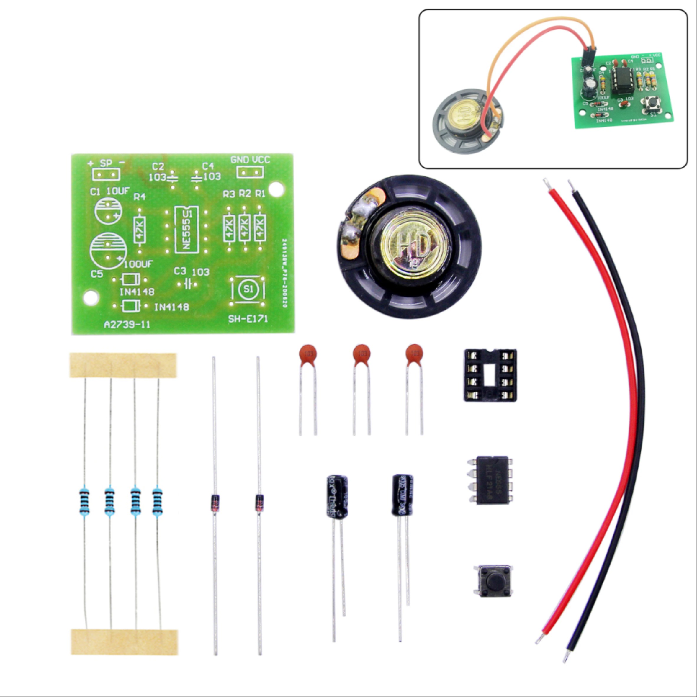 NE555 초인종 세트 전자 생산 초인종 세트 DIY 키트 Ding dong 초인종 PCB 용접 실험실 [DIY-51]