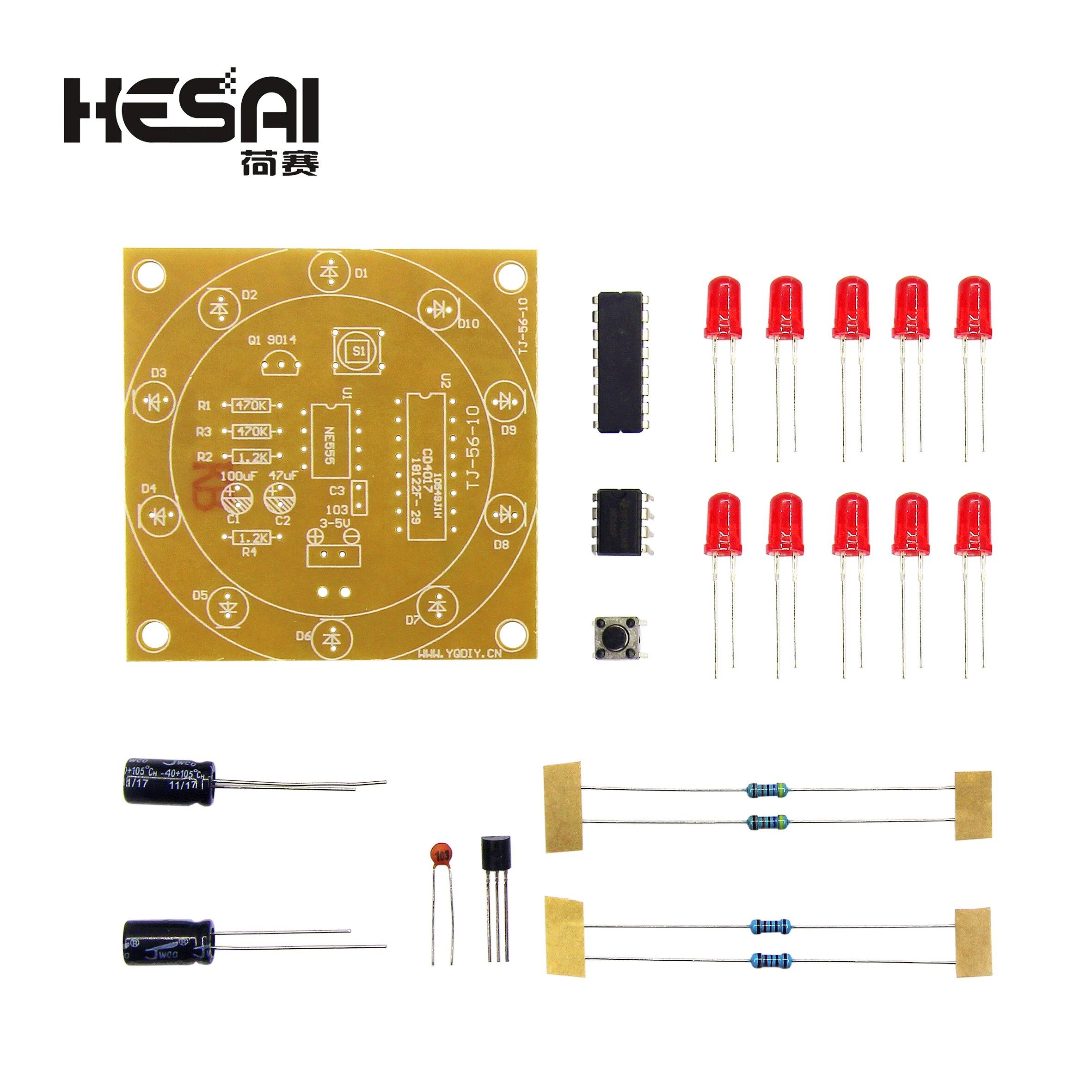 라운드 럭키 로터리 스위트 전자 부품 포춘 CD4017 NE555 재미있는 DIY 키트 휠 전자 부품 전자 부품 [DIY-53]