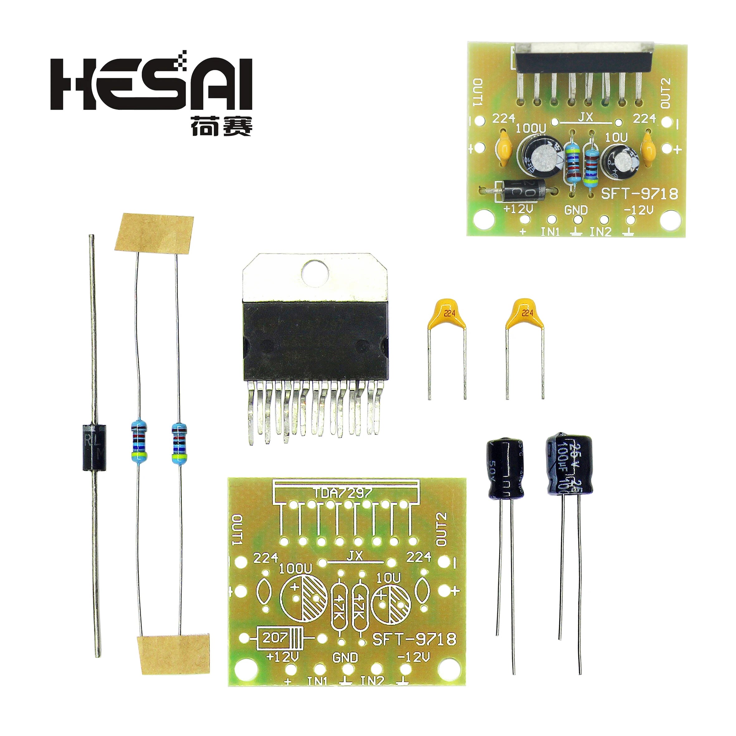 TDA7297 앰프 보드 예비 부품 DC 12V 등급 2.0 듀얼 오디오 인코딩 15W 전자 DIY 키트 [DIY-54]