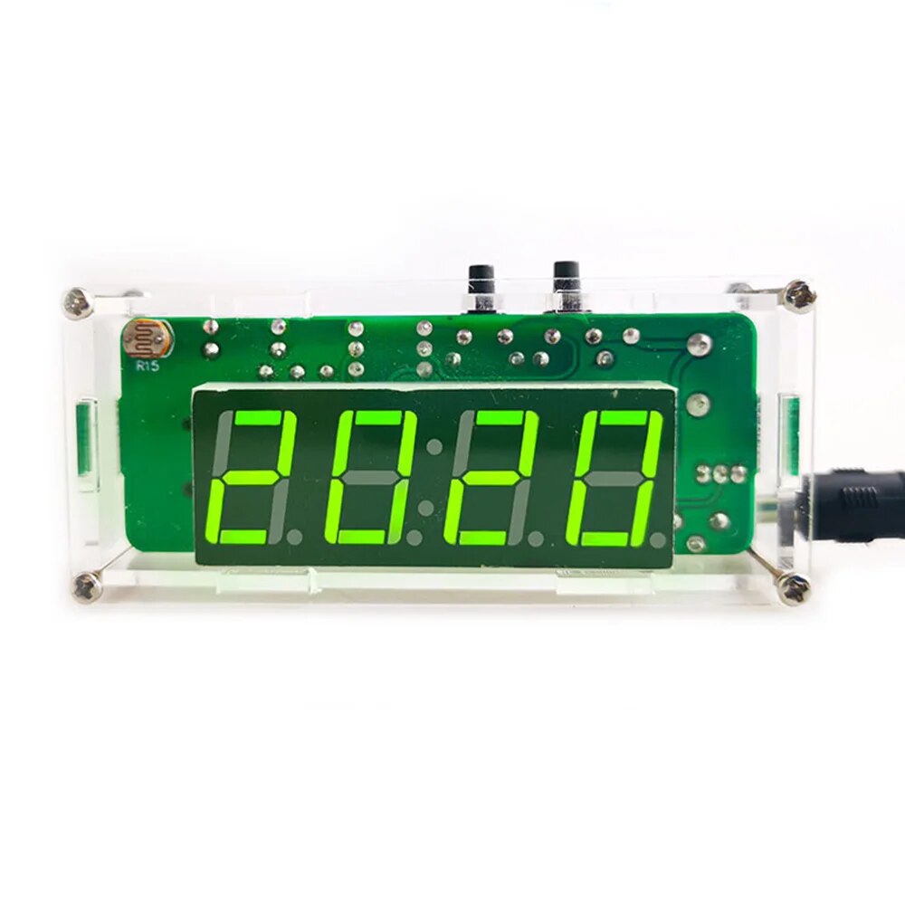 DIY 키트 전자 시계 LED 디스플레이 C51 마이크로컨트롤러 키트 디지털 시계 시간 조명 제어 온도 측정기 녹색 청색 적색 [DIY-73]