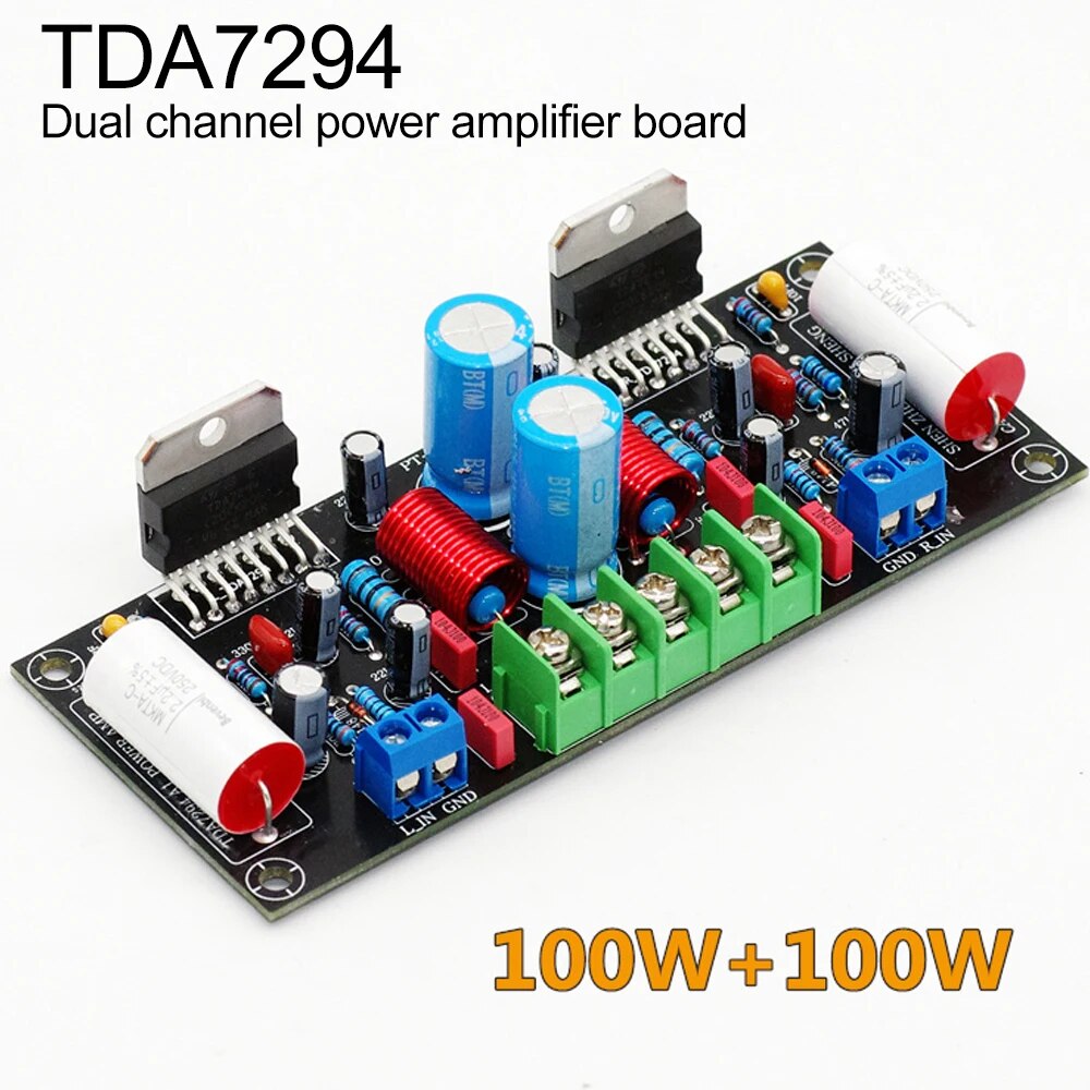 DC24V-40V 클래식 파워 앰프 보드 DIY 부품 키트 200W 오디오 파워 앰프 보드 PCB 듀얼 채널 HIFI TDA7294 [DIY-74]