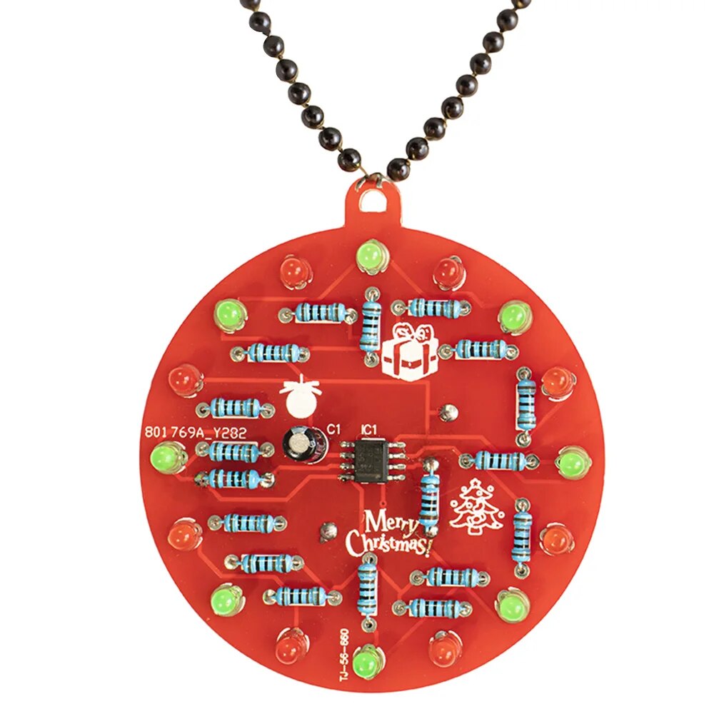 LED 크리스마스 트리 장식 PCB 회로 장식 납땜 키트 빨간색 녹색 LED 깜박이 NE555 깜박이 조명 펜던트 DIY 키트 [DIY-79]