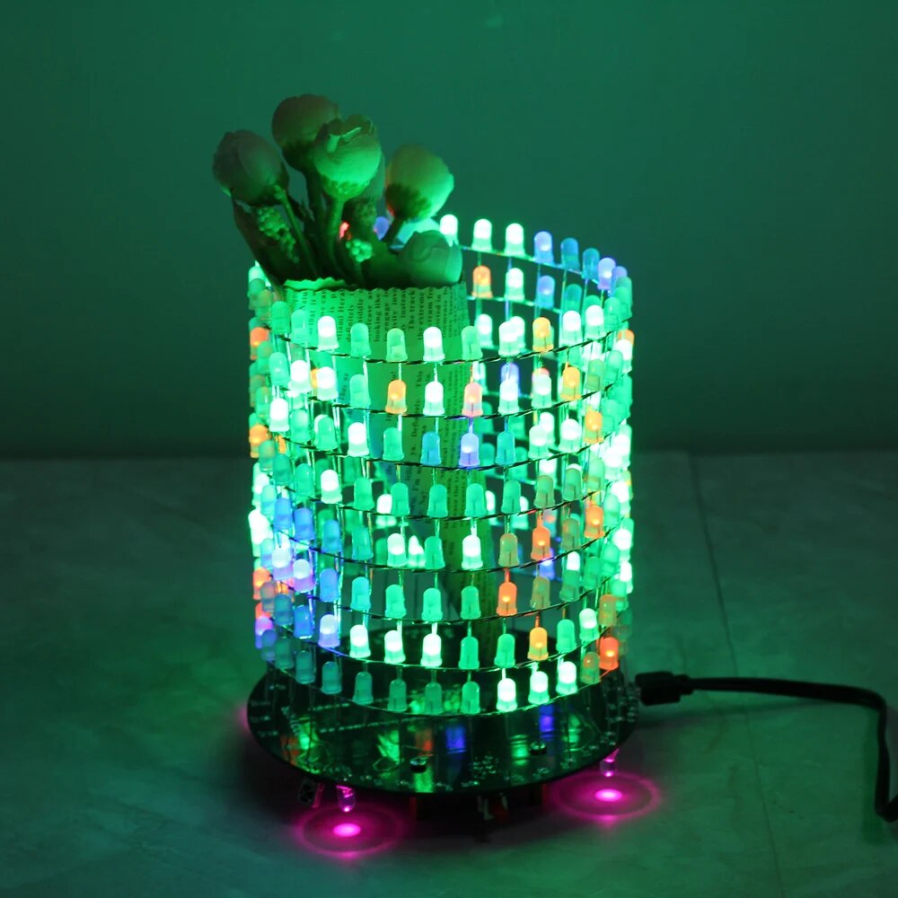 RGB LED 큐브 깜박이는 조명 DIY 키트 음악 스펙트럼 디스플레이 분석기 8x32 LED 도트 매트릭스 스위트 DIY 전자 재미있는 [DIY-101]