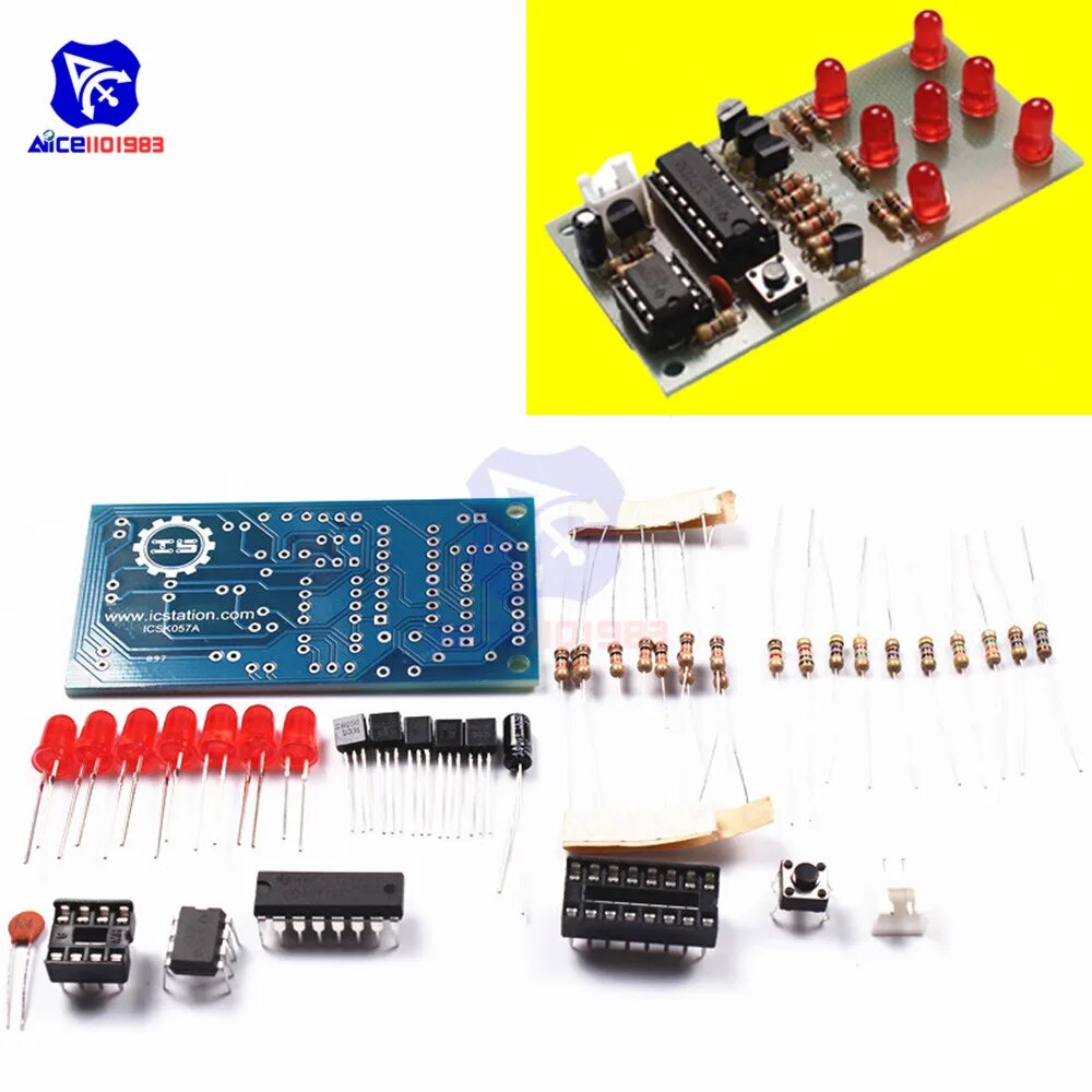 NE555 LED 모듈 CD4017 5mm 레드 LED 4.5-5V ICSK057A 전자 모듈 DIY 키트 [DIY-104]