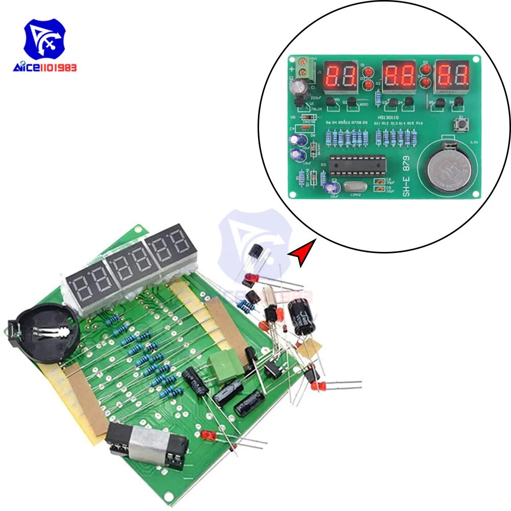 Diymore AT89C2051 6 디지털 LED 시계 부품 전자 부품 스위트 DIY 키트 DC 6-12V [DIY-108]