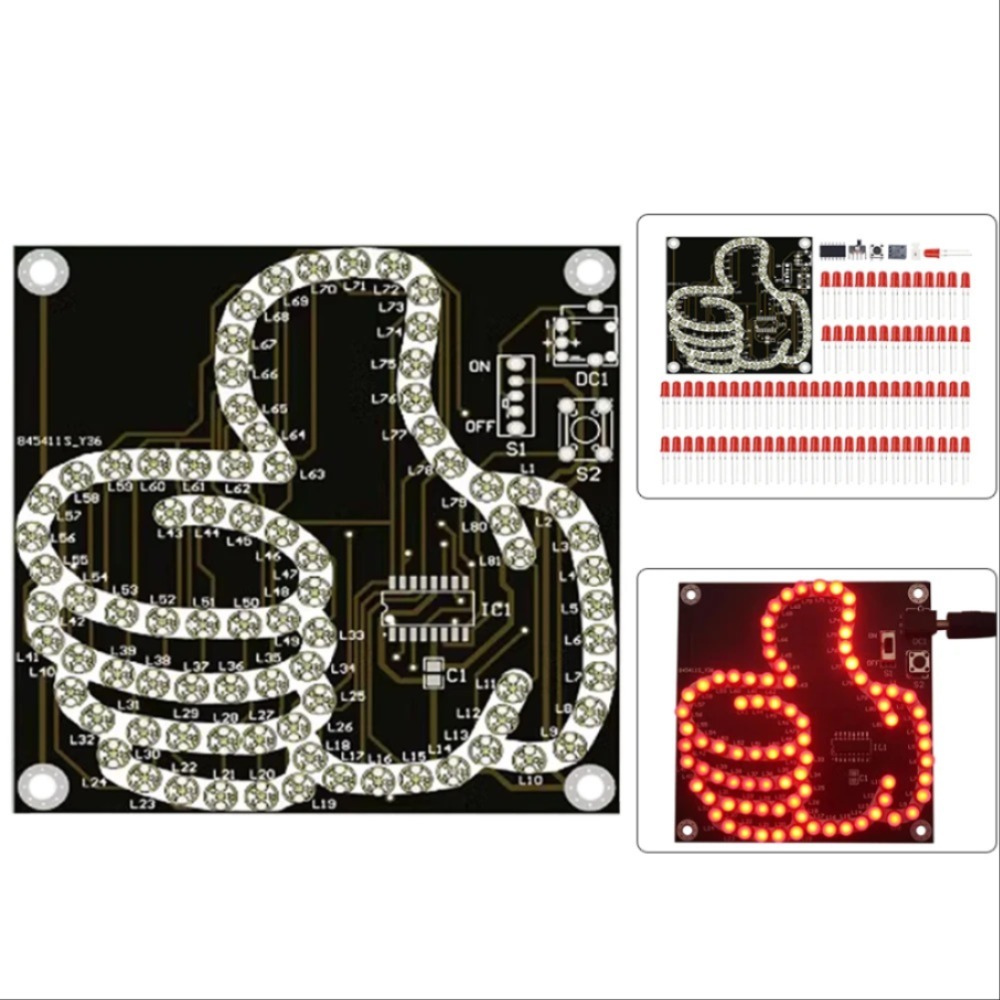 DIY 납땜 엄지 사인 깜박이는 빛 루프 흐르는 빛 마이크로 컨트롤러 전자 생산 키트 81 LED [DIY-110]