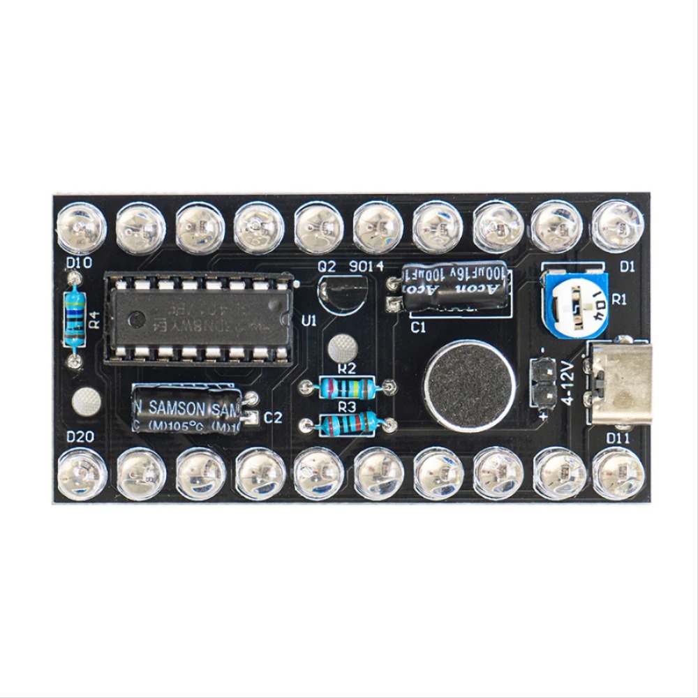 LED 음악 리듬 깜박이 조명 키트 CD4017 음성 제어 흐르는 재미 전자 생산 납땜 DIY 회로 기판 [DIY-153]