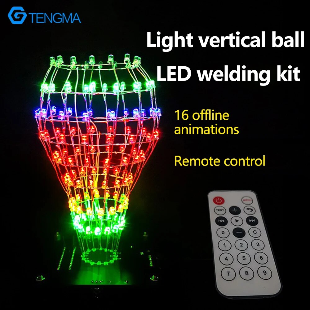 가벼운 수직 볼 용접 DIY 키트 멋진 LED 애니메이션 음악 스펙트럼 재미있는 단일 칩 컴퓨터 전자 생산 운동 [DIY-173]