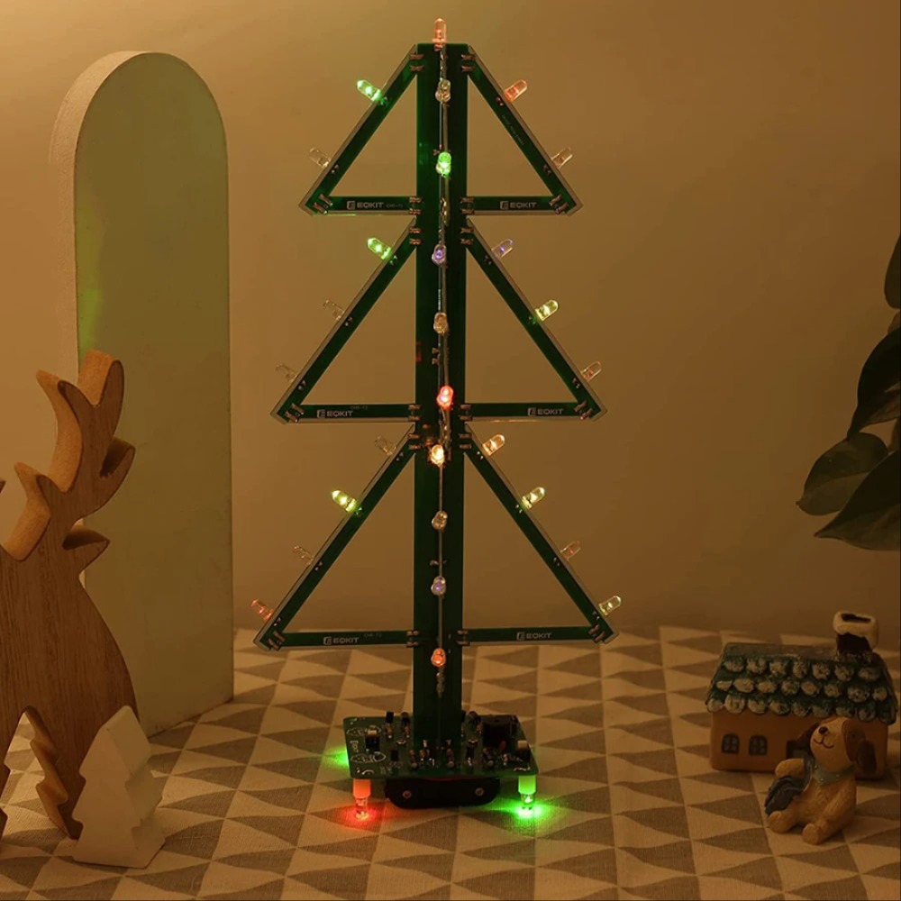 3D 음악 크리스마스 트리 전자 DIY 키트 5mm RGB LED 깜박이 조명 회로 스위트 전자 재미 납땜 연습 [DIY-178]