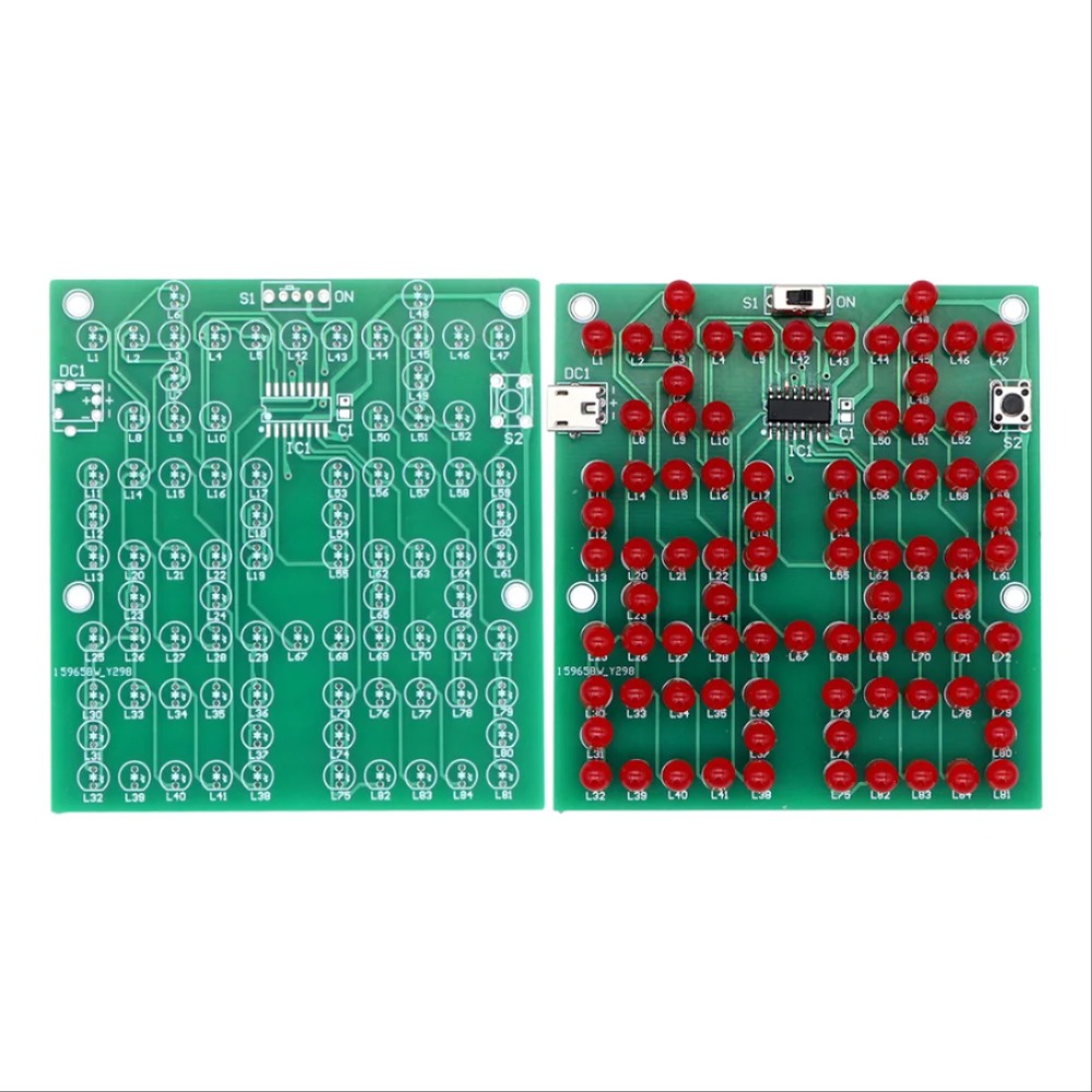 DIY 전자 키트 84 LED 레드 더블 해피 라이트 플레이트 흐르는 물 램프 납땜 프로젝트 연습 구성 요소 용접 기술 [DIY-189]