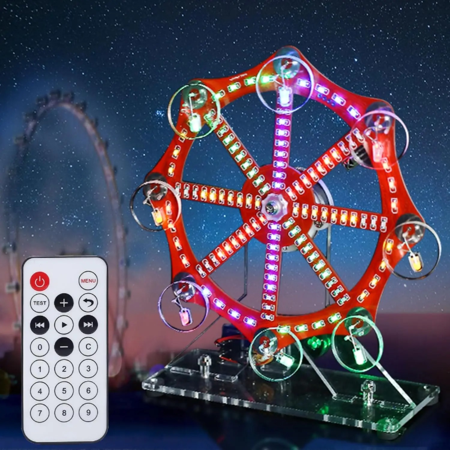 DIY 전자 키트 LED 회전 관람차 깜박이 납땜 프로젝트 연습 키트 10 종류 깜박이 모드 원격 제어 DC 5V [DIY-192]