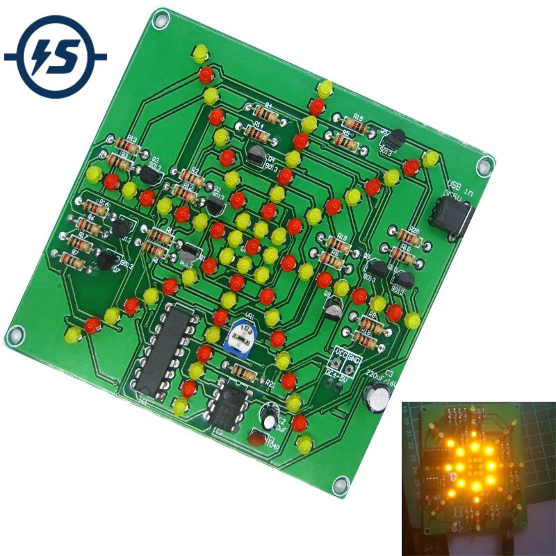 DIY 전자 키트 플래시 라이트 키트 빨간색 노란색 깜박이는 납땜 연습 보드 PCB 회로 전자 훈련 세트 73 LED [DIY-193]